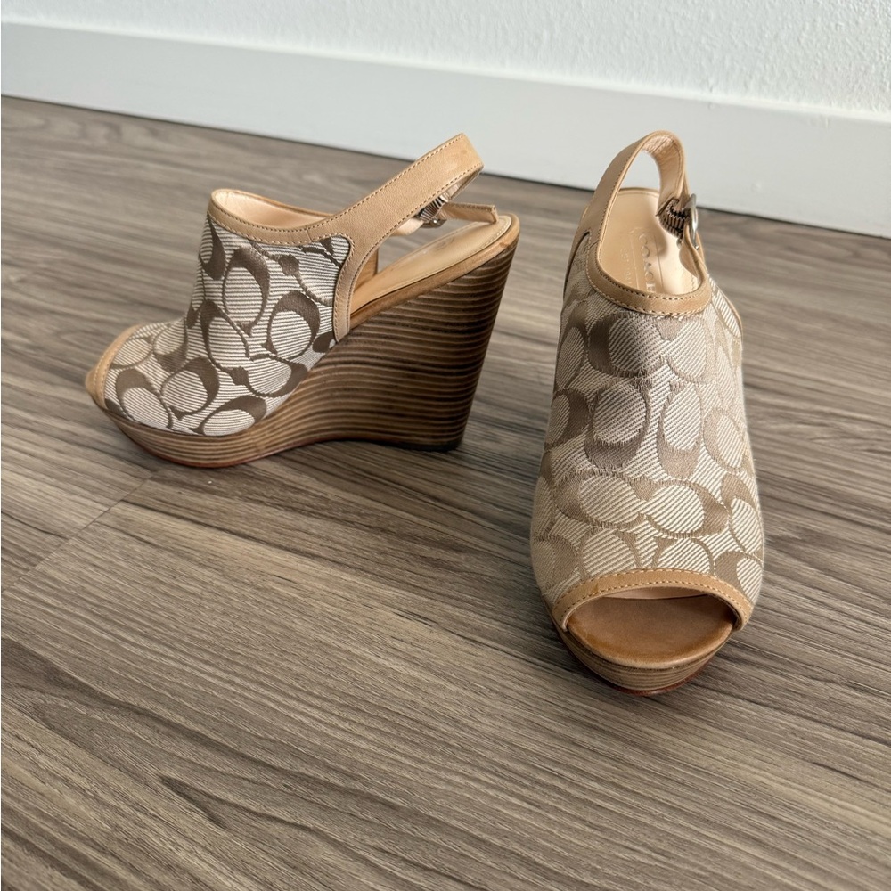 Coach Tan Wedge Sandals